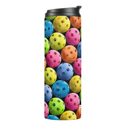 Monogramm - farbiges Pickleball Thermosbecher (Nach links gedreht)