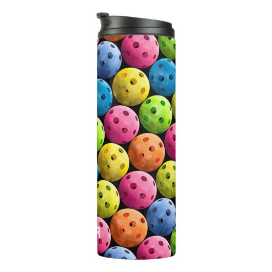 Monogramm - farbiges Pickleball Thermosbecher (Nach rechts gedreht)