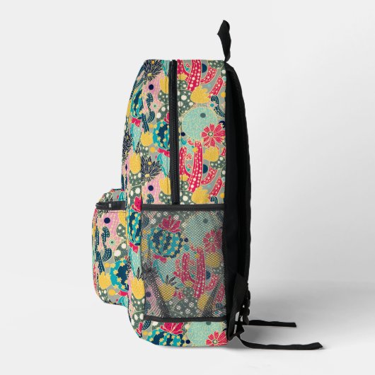 Monogramm | Farbiges Polka Dot Cactus Pattern Bedruckter Rucksack (Rechts)
