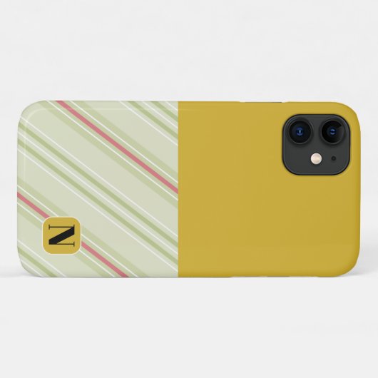 Monogramm Farbiges Retromuster und Farbe gelb Case-Mate iPhone Hülle (Rückseite (Horizontal))