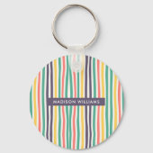 Monogramm Farblinien Moderner Minimalistischer Sch Schlüsselanhänger (Vorderseite)