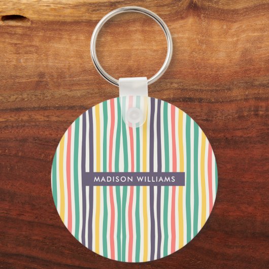 Monogramm Farblinien Moderner Minimalistischer Sch Schlüsselanhänger (Vorderseite)