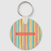 Monogramm Farblinien Moderner Minimalistischer Sch Schlüsselanhänger (Vorderseite)