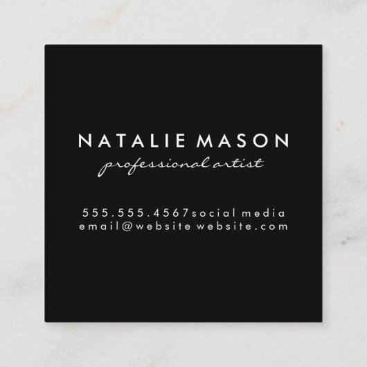 Monogramm-Farbpinsel Quadratische Visitenkarte (Rückseite)