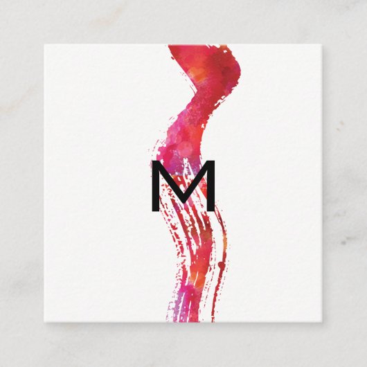 Monogramm-Farbpinsel Quadratische Visitenkarte (Vorderseite)