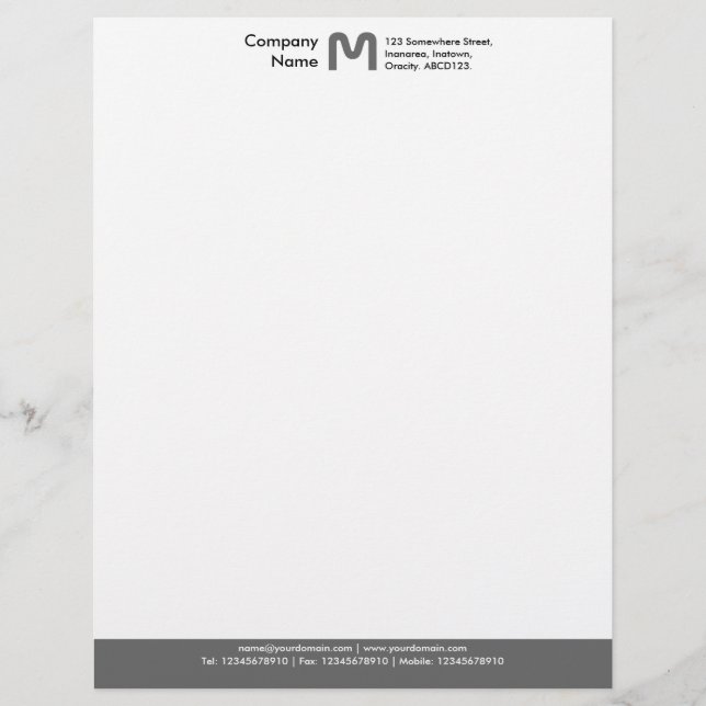 Monogramm-FarbSeitenende - Grau Briefbogen (Vorderseite)