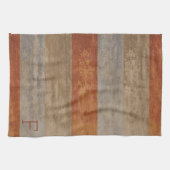 Monogramm-Farbtöne Grau und Orange Ombre Streifen Geschirrtuch (Horizontal)