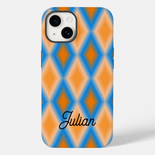 Monogramm Farbverlauf orange blaue Diamantformen Case-Mate iPhone Hülle (Rückseite)