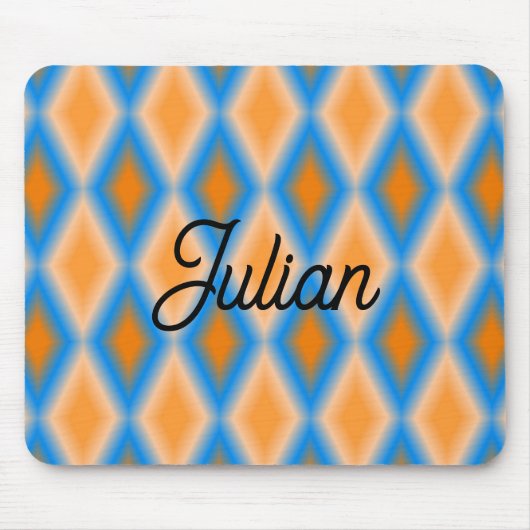 Monogramm Farbverlauf orange blaue Diamantformen Mousepad (Vorne)