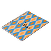 Monogramm Farbverlauf orange blaue Diamantformen Notizblock (Linke Seite)