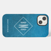Monogramm Faux Blau Leder iPhone Hülle (Rückseite (Horizontal))