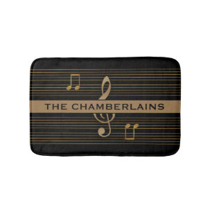 Monogramm Faux-Gold Violinschlüssel und Noten auf  Badematte