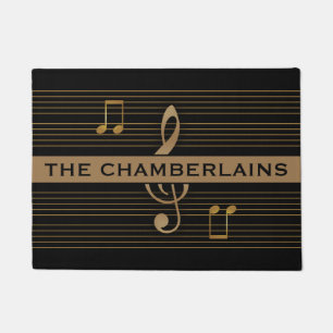 Monogramm Faux-Gold Violinschlüssel und Noten auf  Fußmatte