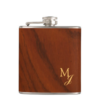 Monogramm Faux-Holz Flachmann