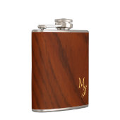 Monogramm Faux-Holz Flachmann (Rechts)