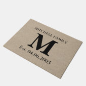 Monogramm-Faux-Leinen-Jute rustikaler Anfangsbuchs Fußmatte (Schrägansicht)