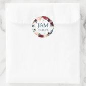 Monogramm Favor Aufkleber Navy Burgund (Tasche)