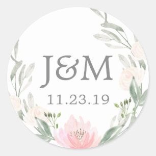 Monogramm Favor Aufkleber Pastellrosé