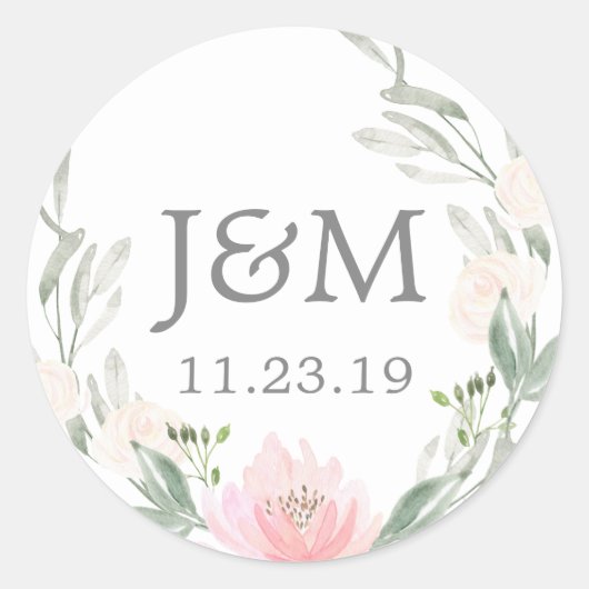 Monogramm Favor Aufkleber Pastellrosé (Vorderseite)