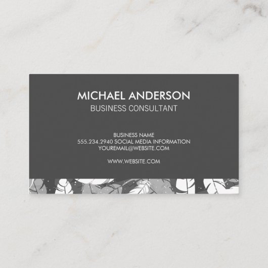 Monogramm | Feathers | QR-Code Visitenkarte (Rückseite)