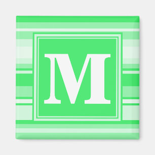 Monogramm-Federgrün-Streifen Magnet