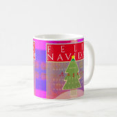 Monogramm "Feliz Navidad" Frieden und glückliches Kaffeetasse (VorderseiteRechts)