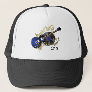 Monogramm-Felsen-Gitarre - Blau Truckerkappe