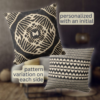 Monogramm fett geometrisches Muster boho Kissen