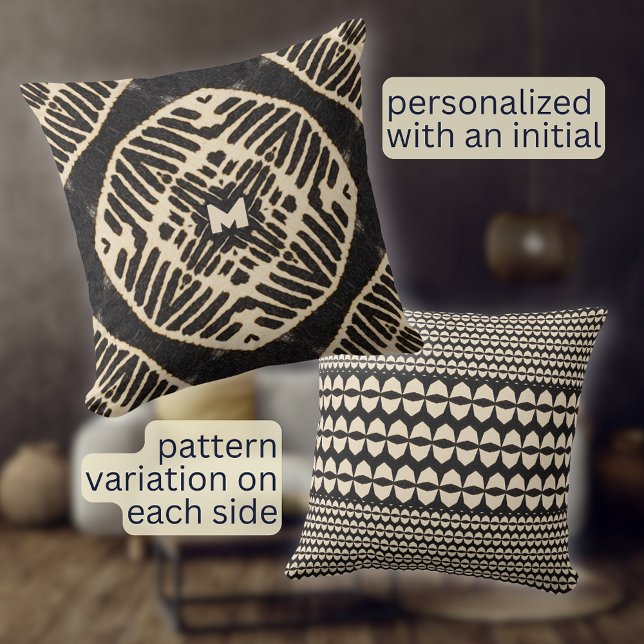 Monogramm fett geometrisches Muster boho Kissen (Von Creator hochgeladen)