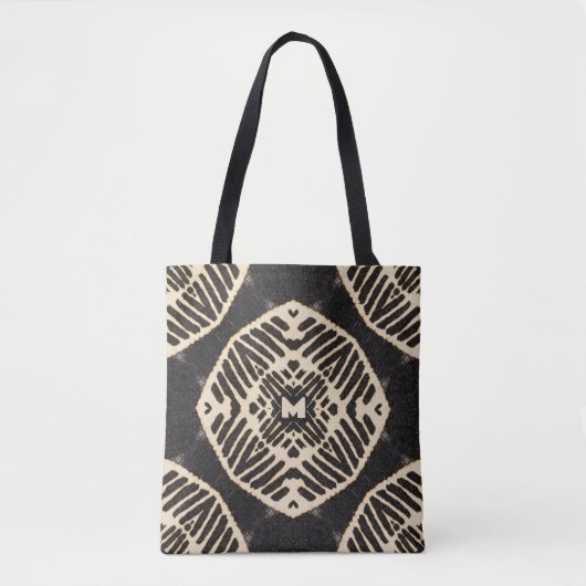 Monogramm fett geometrisches Muster boho Tasche (Vorderseite)