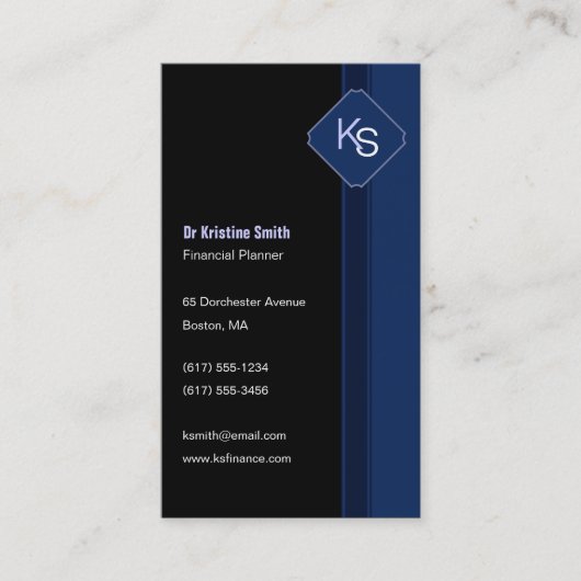 Monogramm-Finanzplaner - Visitenkarte (Vorderseite)