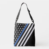 Monogramm-Flag für dünne blaue Linie Crossbody Bag Tragetaschen Mit Langen Trägern (Rückseite)