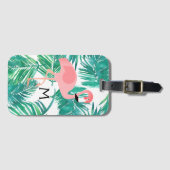 monogramm Flamingo-Design auf tropischen Blätter Gepäckanhänger (Vorderseite (Horizontal))