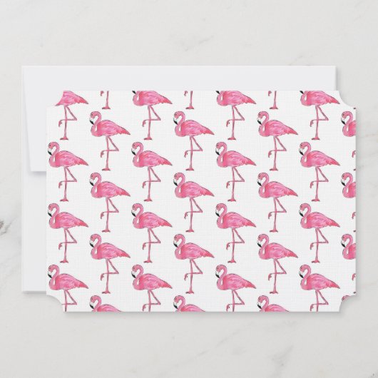 Monogramm-Flamingo-Druck stationär Einladung (Rückseite)