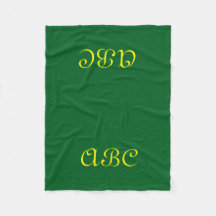 Monogramm-Flanelldecke Dunkelgrün mit Gold