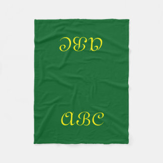 Monogramm-Flanelldecke Dunkelgrün mit Gold Fleecedecke