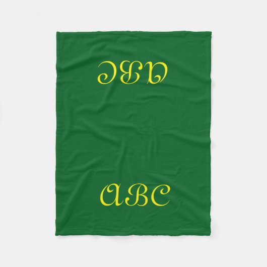 Monogramm-Flanelldecke Dunkelgrün mit Gold Fleecedecke (Vorderseite)