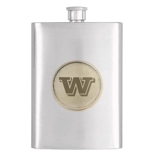 Monogramm-Flasche für den Gold Round-Western Flachmann (Vorderseite)