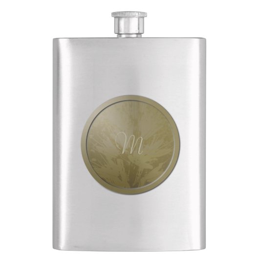 Monogramm-Flasche mit goldenen Blume Flachmann (Vorderseite)