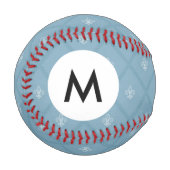 Monogramm Fleur-de-lis-Muster Baseball (Vorderseite Links)