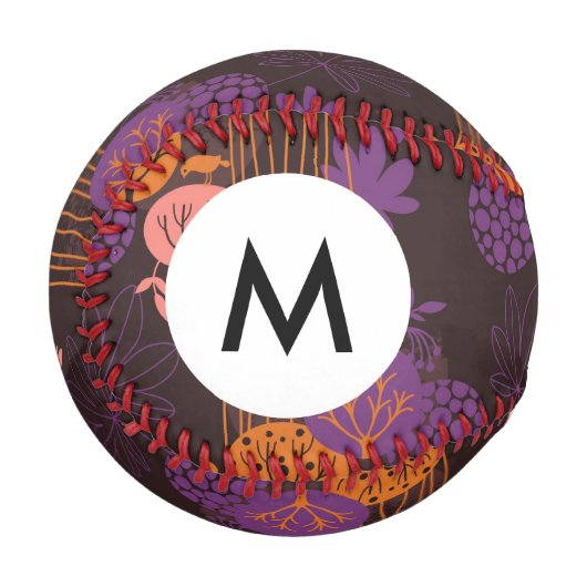 Monogramm Floral 2 2 Baseball (Vorderseite Links)