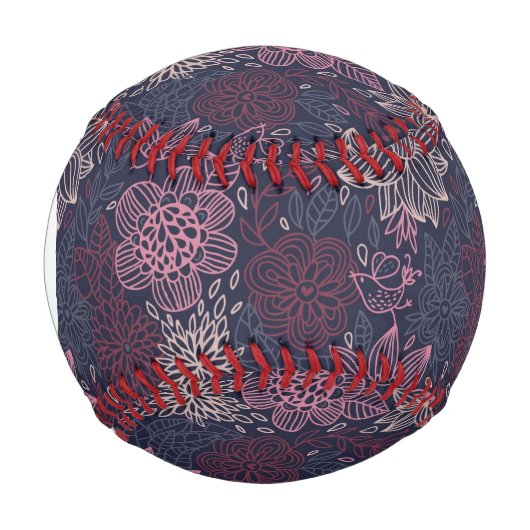 Monogramm Floral 4 3 Baseball (Vorderseite)