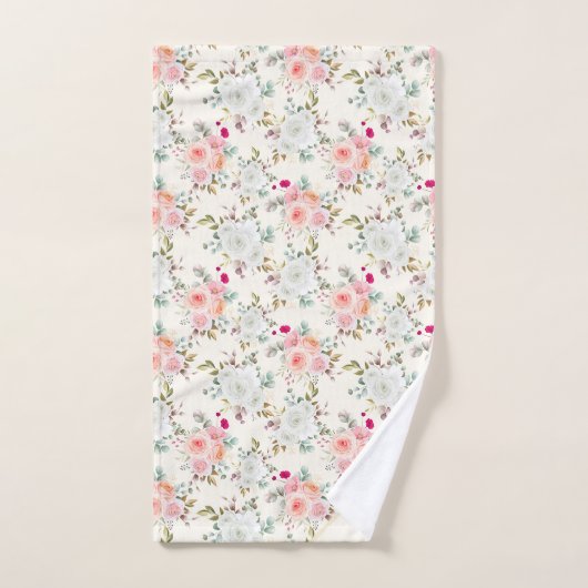 Monogramm Floral Badhandtuch Set (Handtuch)