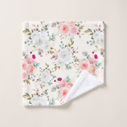 Monogramm Floral Badhandtuch Set (Waschlappen)