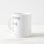 Monogramm Floral Botanischer Schwarz-weißer Brief Kaffeetasse (Vorderseite Links)