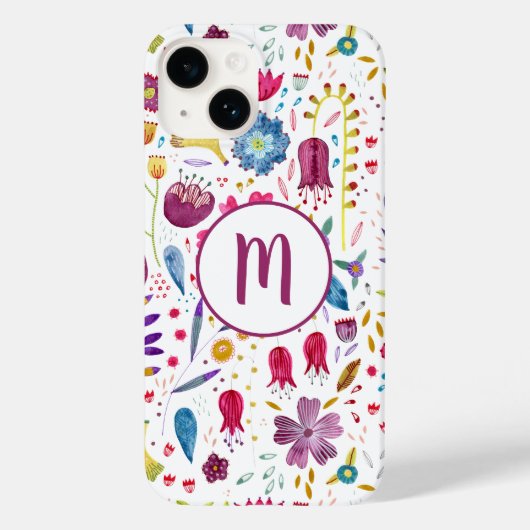 Monogramm Floral Case-Mate iPhone Hülle (Rückseite)
