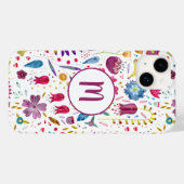 Monogramm Floral Case-Mate iPhone Hülle (Rückseite (Horizontal))