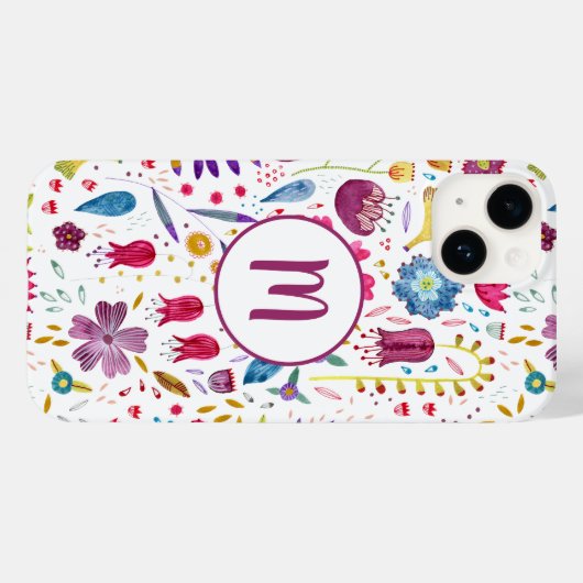 Monogramm Floral Case-Mate iPhone Hülle (Rückseite (Horizontal))
