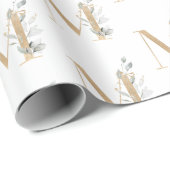 Monogramm Floral Geschenkpapier (Rolleneckpunkt)