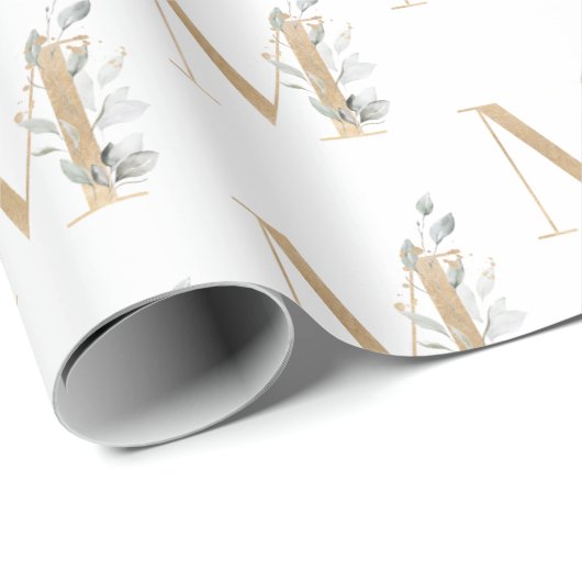 Monogramm Floral Geschenkpapier (Rolleneckpunkt)